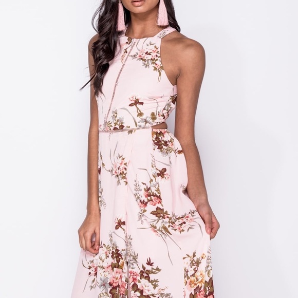 Floral Ladder Trim Thigh Split Maxi Dress - Picture 3 of 7